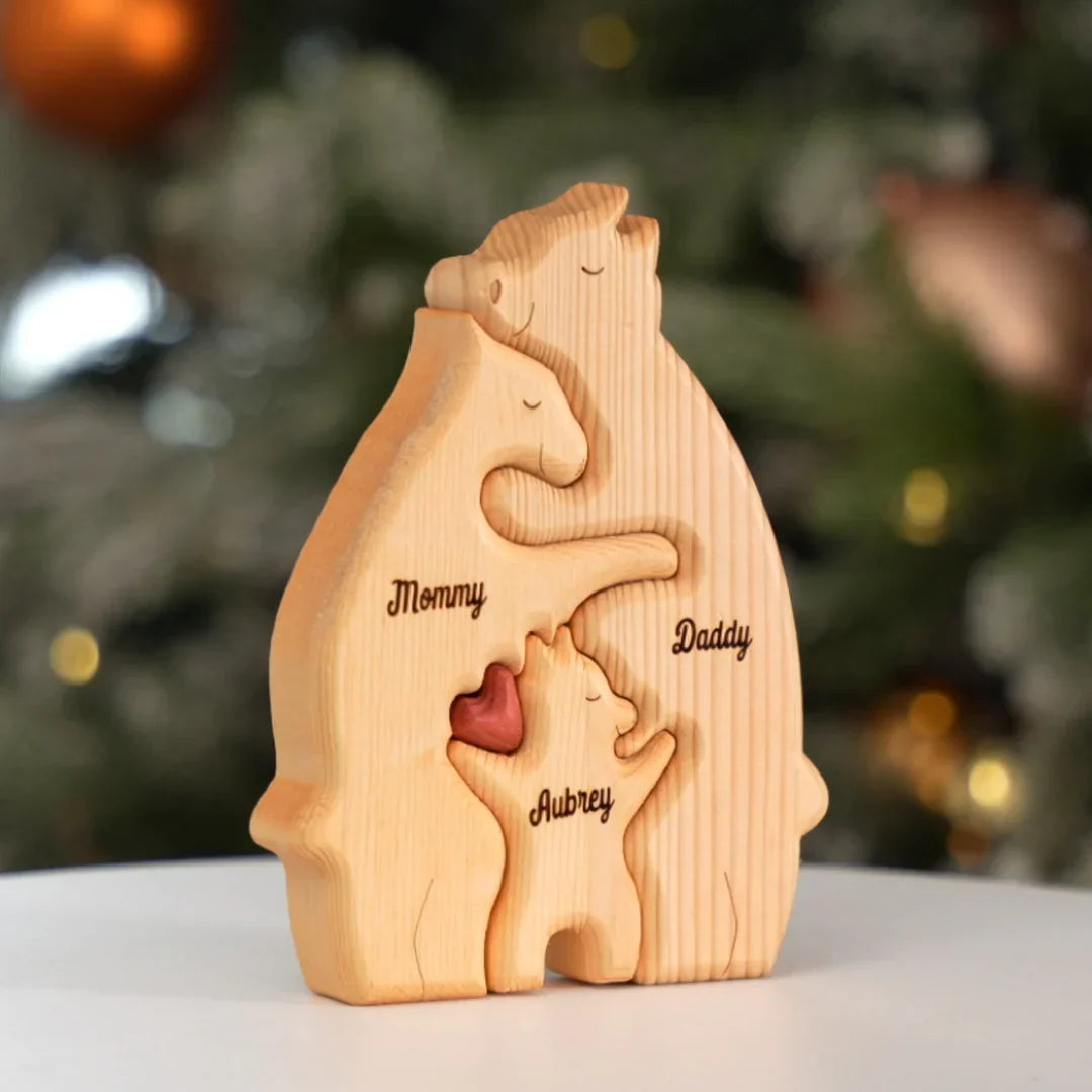 Puzzle de oso familiar personalizado de madera 
