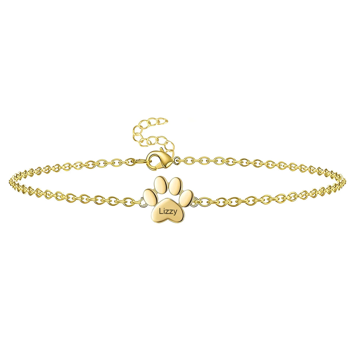Personalised Unisex Stainless Steel Paw Bracelet – Tinou Model — Gold