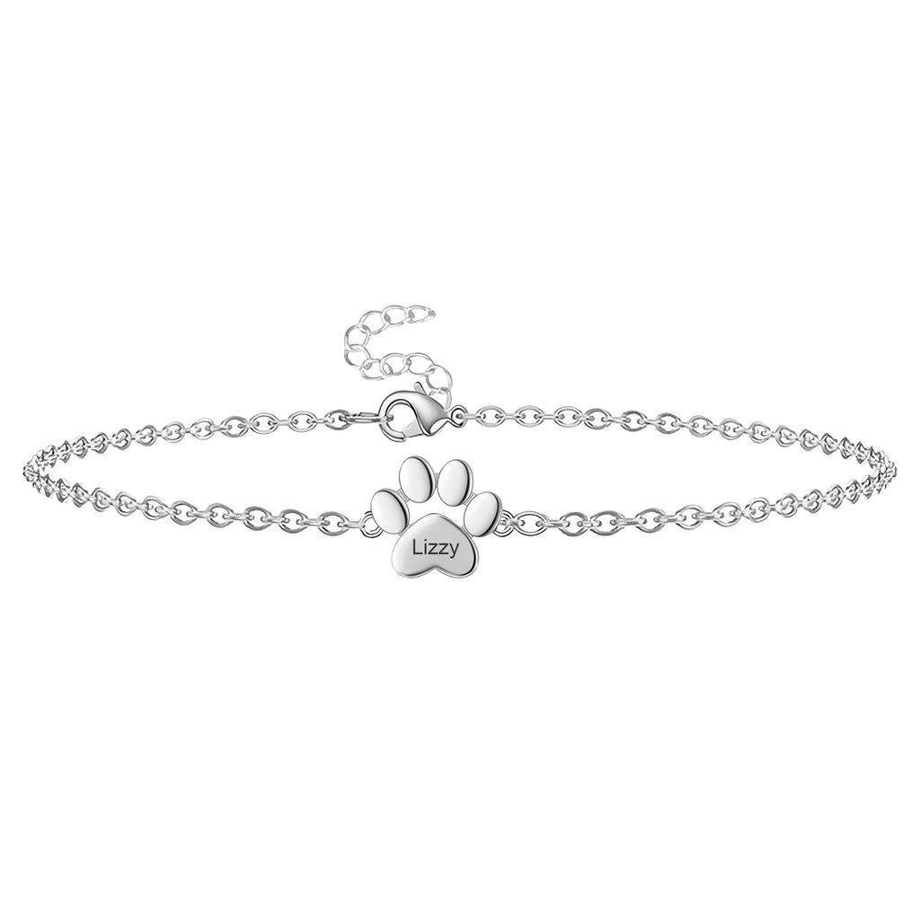 Personalised Unisex Stainless Steel Paw Bracelet – Tinou Model — Silver, photo 10